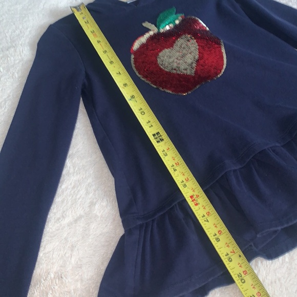 Max Studio 7/8 Navy Blue Sequin Apple Top EUC Hoodie - Picture 9 of 10
